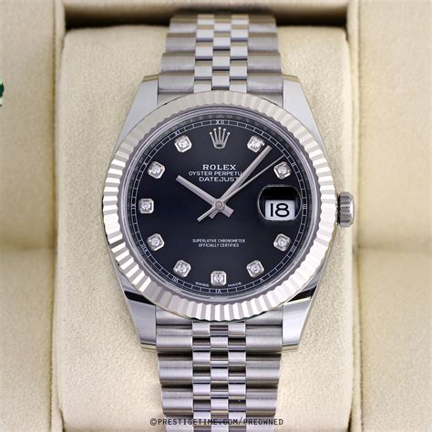 sale pre-owned certified rolex datejust diamond dial stainless steel|rolex datejust 41mm pre owned.